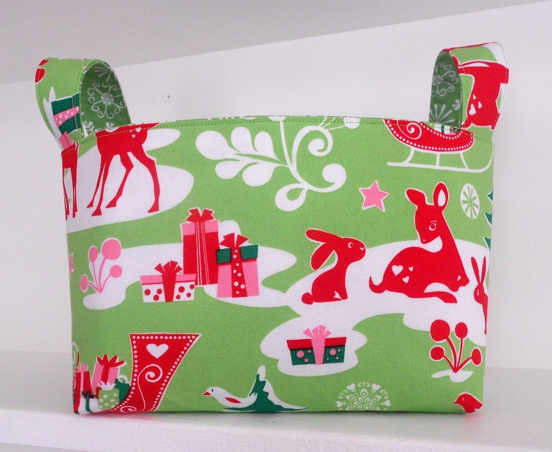 Christmas Fabric Organizer Bin Bucket