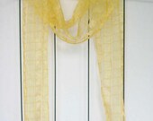 Yellow ribbon scarf with multi-color trim