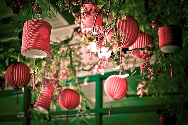 Photo of Pink Patio Lanterns Nestled in Green Foliage. Fine art photo entitled Patio Lanterns - 8 X 12