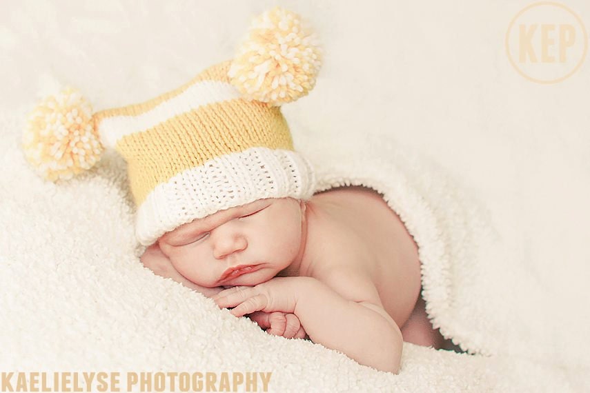 Newborn Hat, Baby Boy Hats, Knit Newborn Hat, Knit Baby Hat, Pom Pom Hat, Newborn Photo Props, Newborn Girl Hats