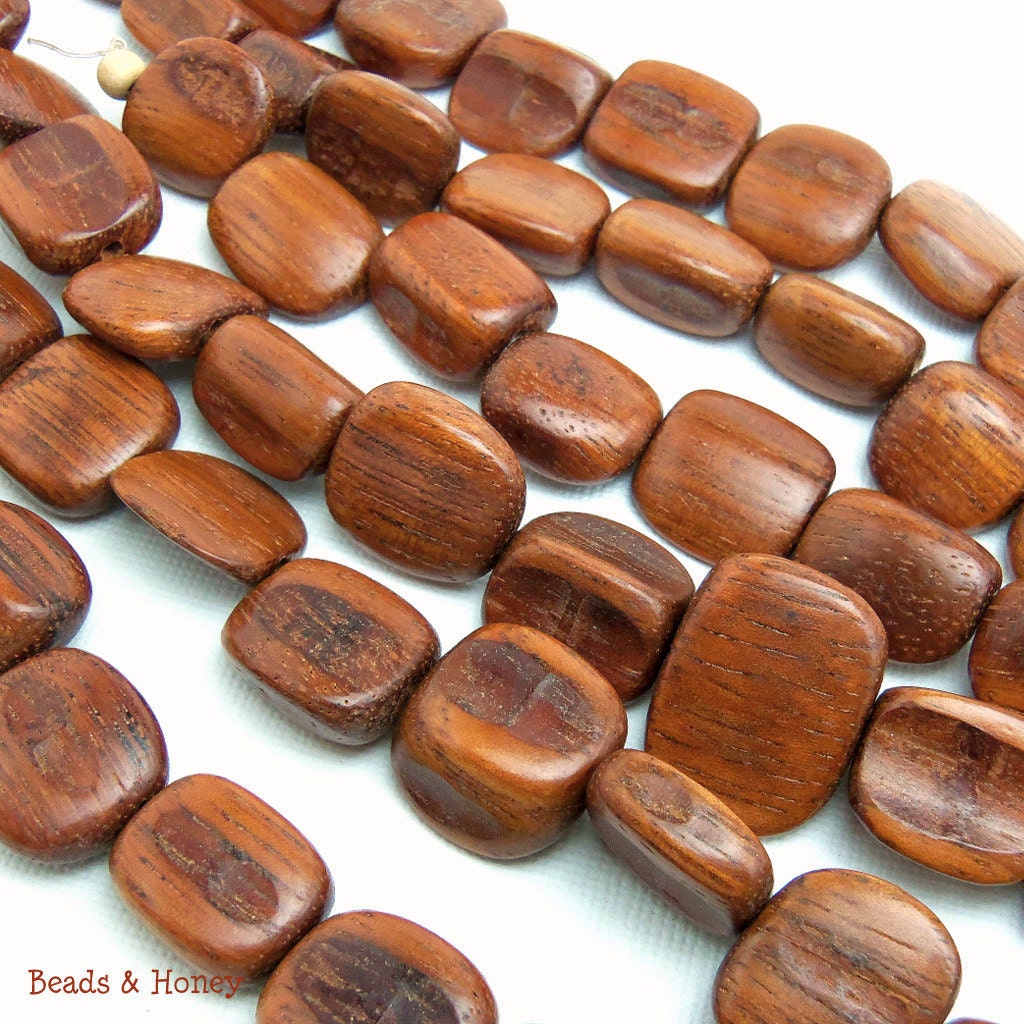 Bayong, Natural Wood Beads, Pinched Cut, Irregular, Smooth, 15-20mm, Full Strand, 28-29pcs - ID 1037