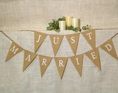 Just Married Banner / Burlap Banner / Wedding Banner / Reception decoration / Shower / Rustic / Photo Prop