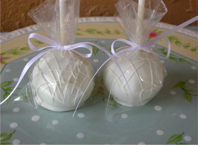 Wedding Cake Pops - White on White Wedding Cake Pop Bridal Shower Baby Shower Edible Party Favors (24)