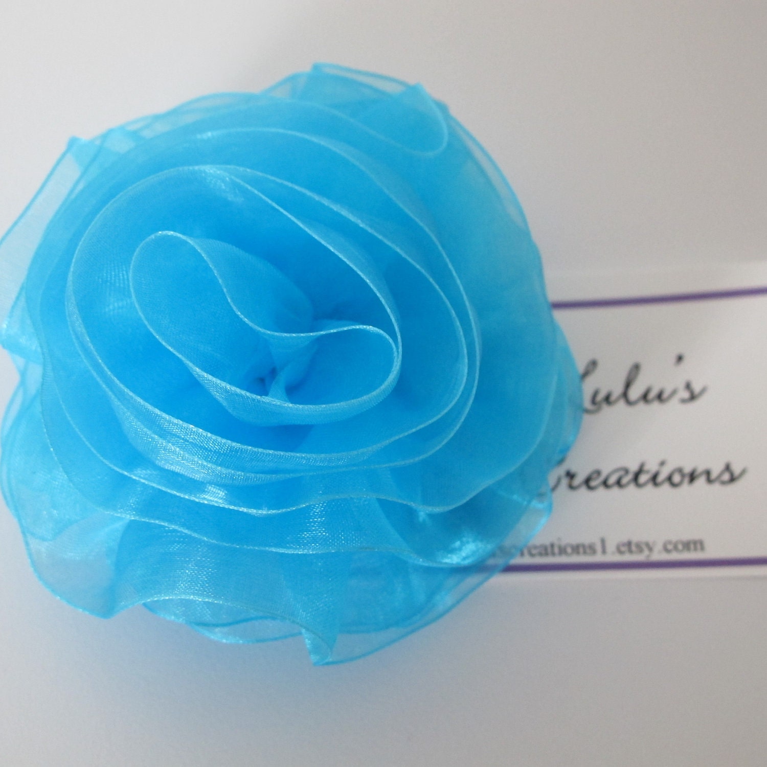 Turquoise Ribbon Flower Pin