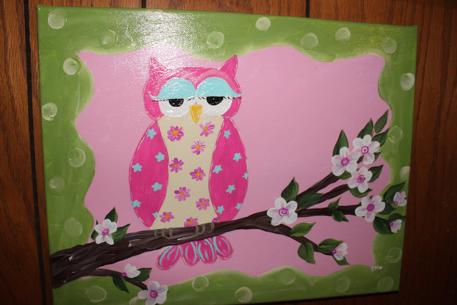 Sweet Nursery Room Owl in a tree wall art on canvas