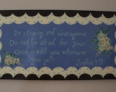 Bible scripture wall art Joshua 1:9 childrens wall hanging decor canvas hand painted
