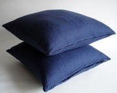 Sukan / 1 piece Linen pillow cover navy blue - decorative covers - throw pillows - shams - 20x20 inch