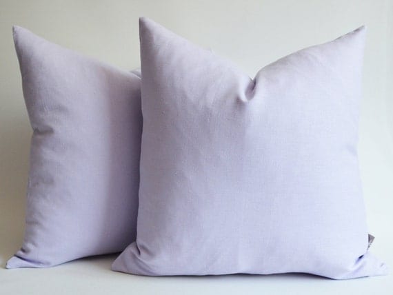Sukan / SET (2 piece) Lavender Linen pillow cover purple - decorative covers - throw pillows - shams - 20x20 inch