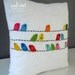 sukan / SET (2 piece) Color Birds, White Linen Pillow cover, Throw Pillow Covers Decorative PIllows Cushion Covers - 16x16