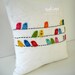 sukan / SET (2 piece) Color Birds, White Linen Pillow cover, Throw Pillow Covers Decorative PIllows Cushion Covers - 16x16