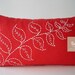 Sukan / Hand Embroidered Red Linen Pillow Cover - Throw Pillow Cover, Decorative Pillow Cover Red Lumbar Pillow