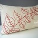 Sukan / Embroidered Linen Pillow Covers Beige Red, Decorative Throw Pillows, Accent Pillows, Chevron Pillow Covers Lumbar Pillow