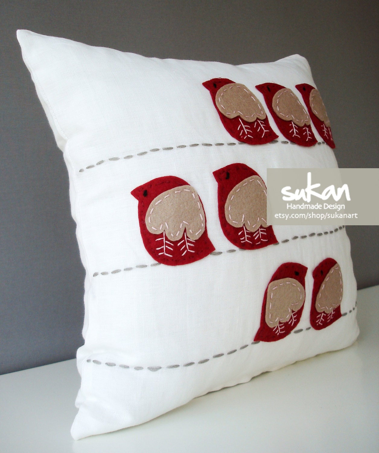 Sukan / Birds Pillow Cover - 14x14 inch