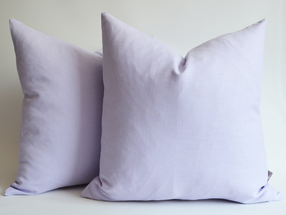 Sukan / SET (2 piece) Lavender Linen pillow cover purple - decorative covers - throw pillows - shams - 20x20 inch