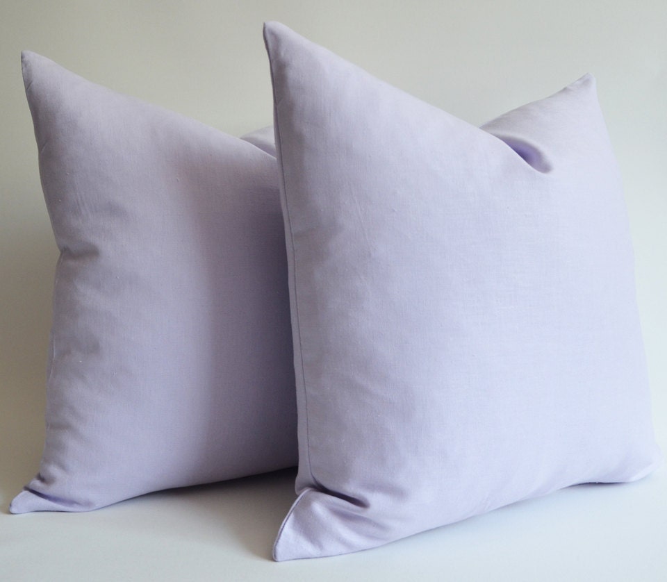 Sukan / SET (2 piece) Lavender Linen pillow cover purple - decorative covers - throw pillows - shams - 20x20 inch