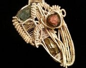 Dagger and Joy Pendant (aquamarine,watermelon tourmaline, pyrite)
