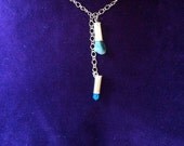 Charmed Aquamarine and Diopside Bullet Casing Necklace