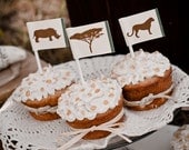 Vintage Safari Wedding Dessert or Cupcake Toppers