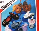 Simplicity 6231 Animal Slippers, Furry and Cute for Adults - Size Small, Medium, Large