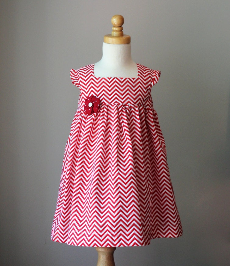 Red Chevron Dress - Sizes 12-18m, 2t, 3t, 4t, 5t