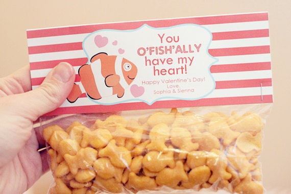 Valentine's Day Treat Bag Tags: oFISHally have my Heart -Printable PDF