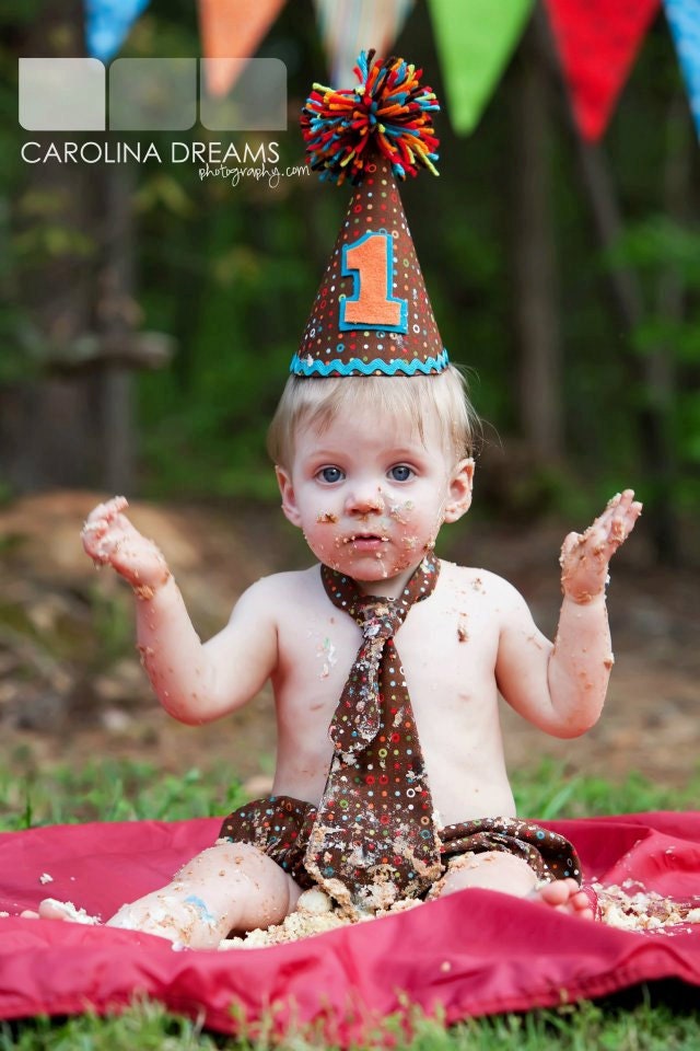 Dots 1st Birthday Outfit, Birthday hat, Tie, and Diaper Cover, Cake Smash, Photography Prop, You pick your colors
