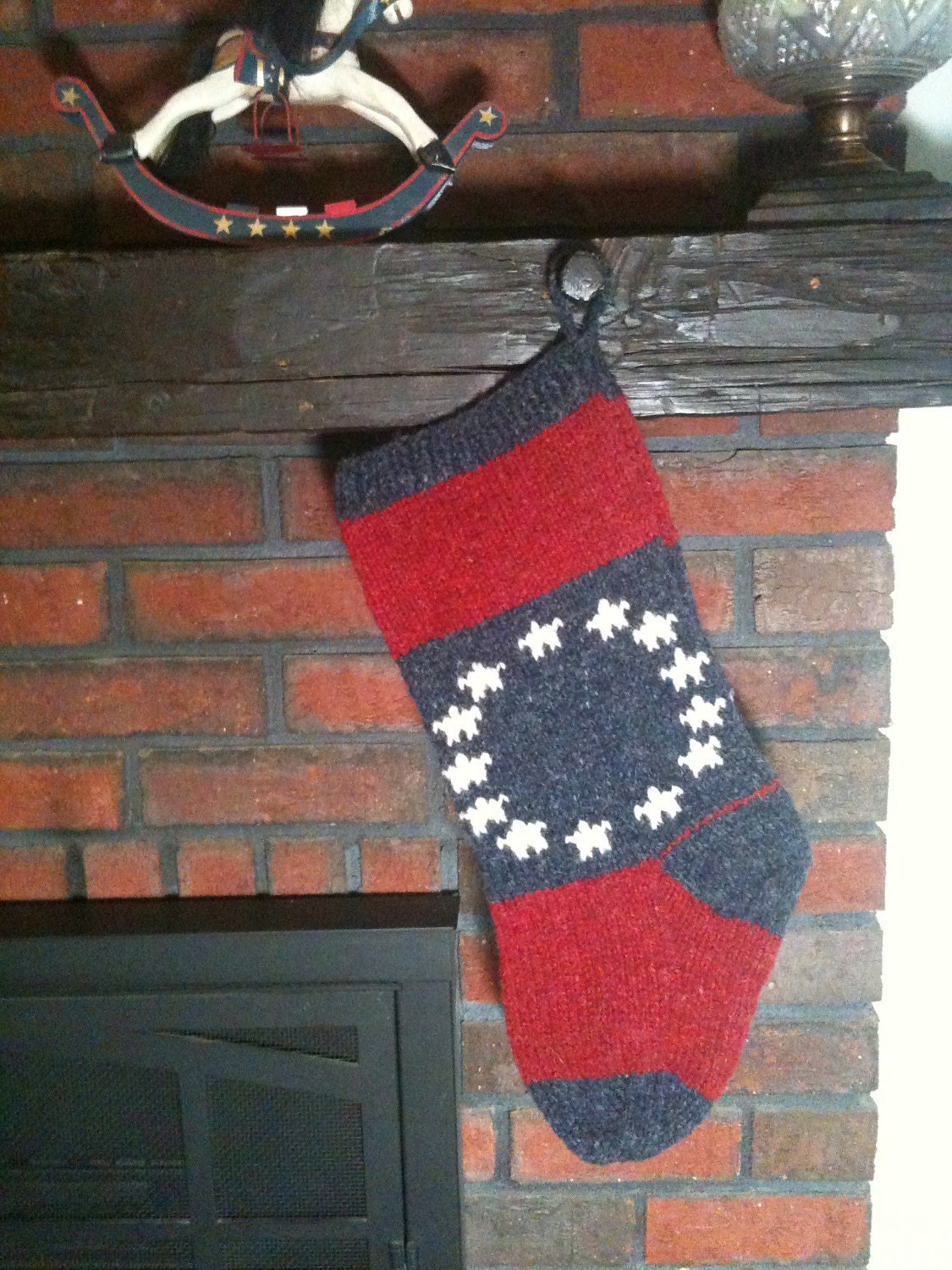 Americana Hand Knit Flag Stocking