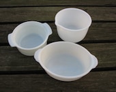 vintage milk glass bakeware -- set of three