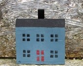 sweetly primitive wood block house -- handpainted vintage folk art from georgia