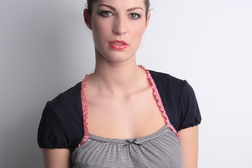 maritime jersey shirt - ruffles - bow - stripes