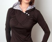 brown hoodie shirt - 5 designs - flowers - buttons