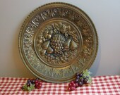 Vintage Brass Plate Fruit Design Made in England