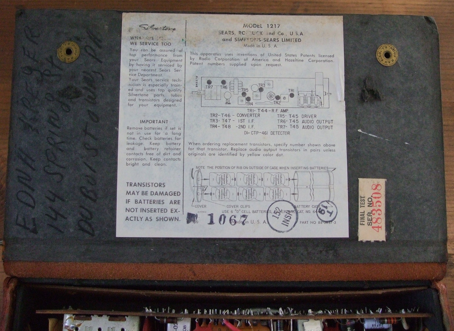 Silvertone 700 Transistor Radio Genuine Top Grain Cowhide Model 1217