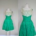 Summer Cocktail Dress / 1950s Dress / Small Vintage Party Dress/ Small / Vintage 50s Prom Dress / Emerald Green Lace Full Skirt Party Dres