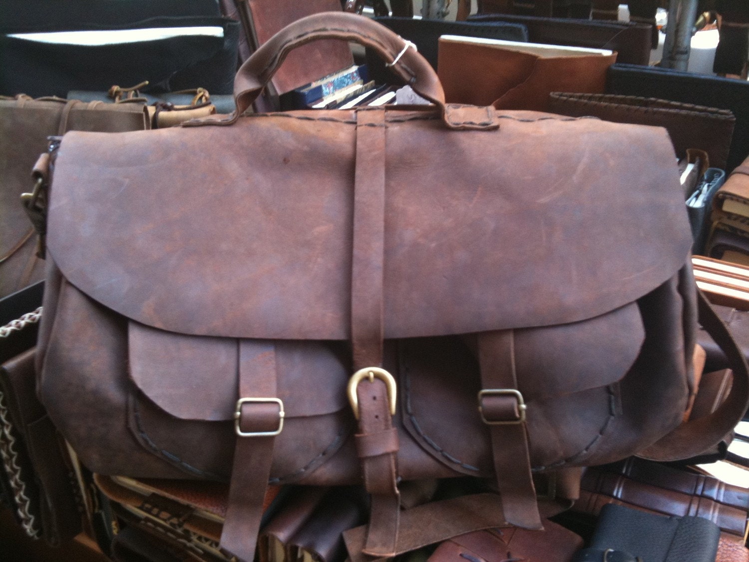 Train travel weekender - overnight bag - hand stitched leather by Aixa