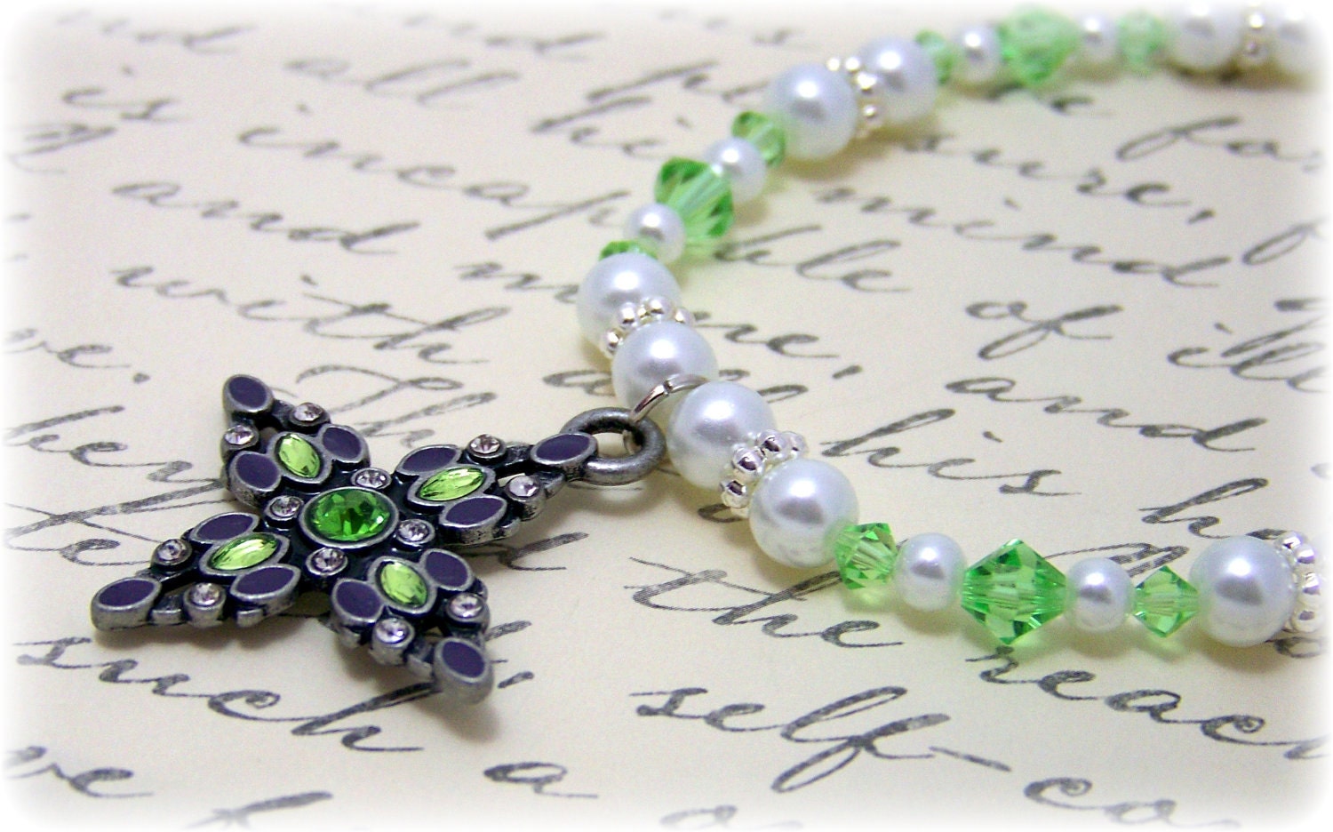 Medieval Necklace - Renaissance Jewelry - Medieval Jewelry - Pearl & Swarovski Crystal Necklace, Tudor, SCA, Elizabethan