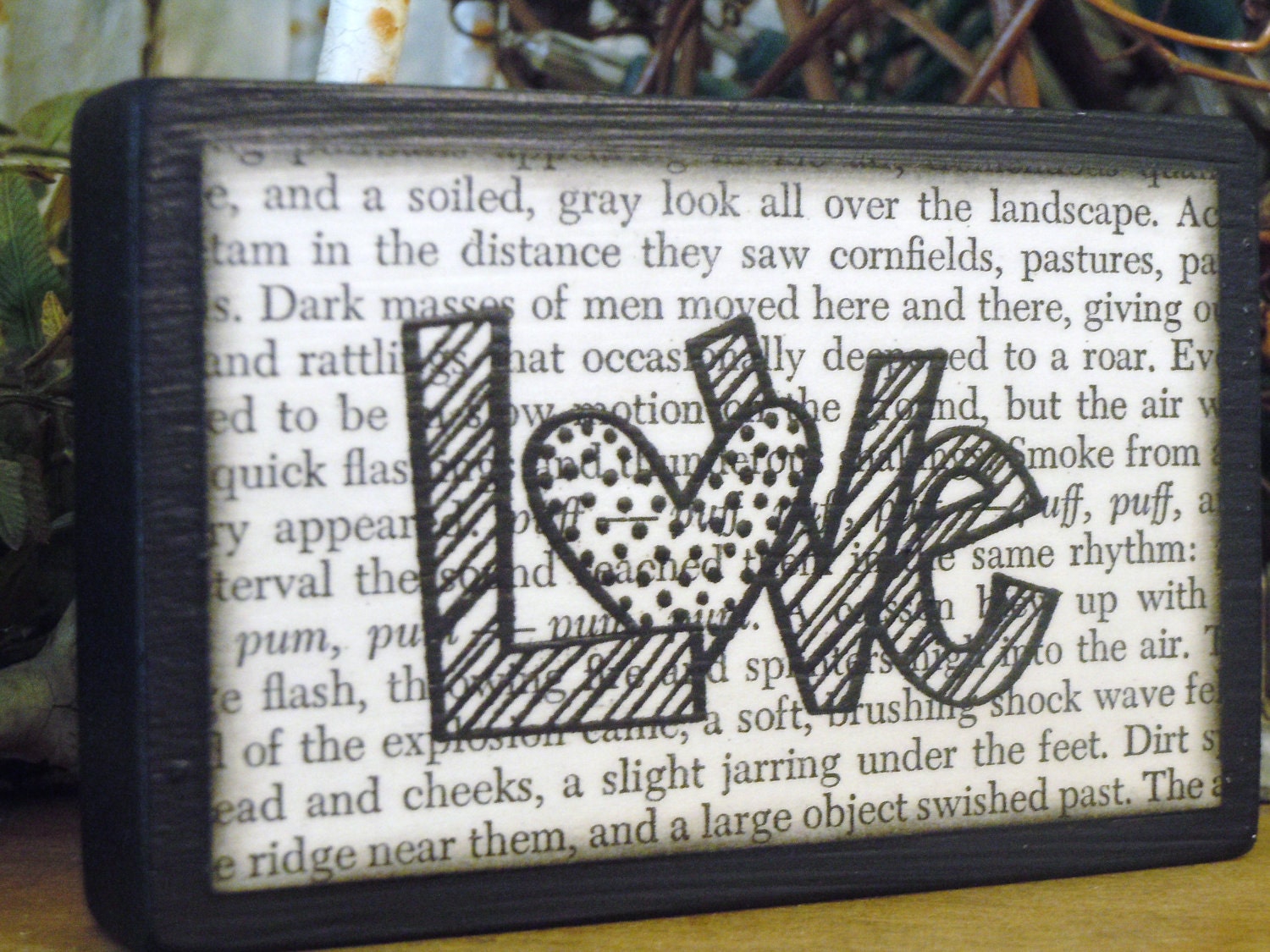 Love Wooden Sign Block For Your Desk, Shelf, Office, Mantel, Bookcase, Living Room, Bedroom, Kitchen, Den, Dorm Room, Bathroom, Family Room