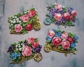 Victorian Die Cut Paper Ephemera, Vintage Scrapbook Supplies, Roses, Lily of the Valley