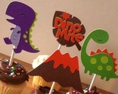 Dinosaur Cupcake Toppers - birthday party or baby shower - Dino Mite Party Collection