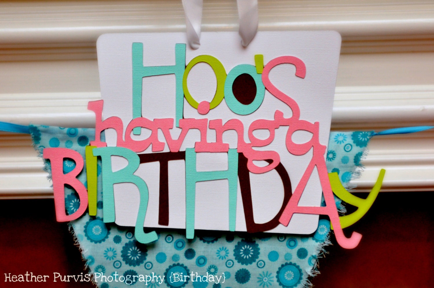 Party Sign Decoration - Hoo's Having a Birthday - custom made in any colors to match your party