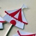 Circus / Carnival Party Cupcake Toppers - red & white - Featured on Etsy's FRONT PAGE - Big Top Party Collection