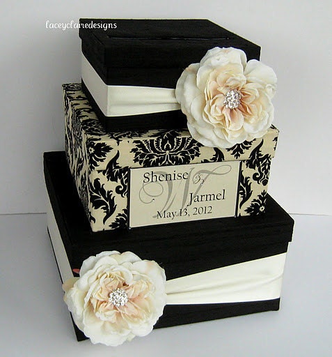 Card Box Damask Wedding Card Holder