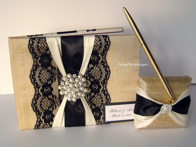 Dupioni Silk Guest Book Wedding Keepsake Book