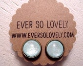 pale mint mojito - handmade sparkly metallic pale mint green nickel free round earrings