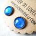 polar ice blue earrings - handmade arctic turquoise sparkly metallic nickel free round post earrings
