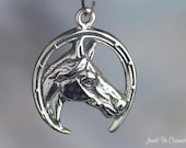 Horse Shoe Charm Sterling Silver Good Luck Horseshoe Horses Theme