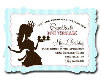 Invitation . Cupcake Princess Collection (Blue) . by Loralee Lewis