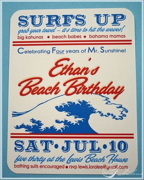 Invitation . Vintage Beach Party Collection . by Loralee Lewis