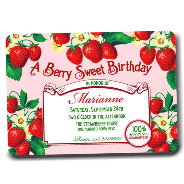 Invitation . Berry Sweet (Pink) Collection .  by Loralee Lewis