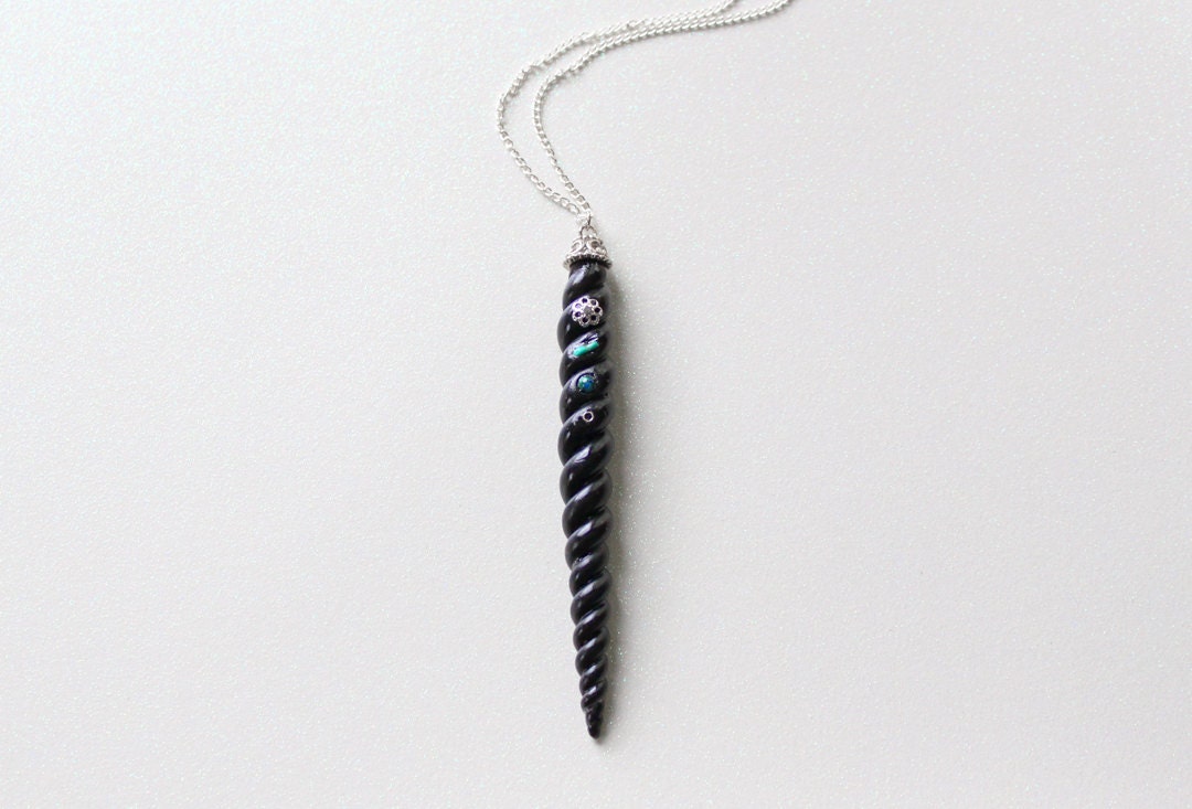 Black Wand Unicorn Horn Necklace
